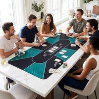 CASART 180 x 90CM Poker Table Top Portable 10-Player Texas Hold'em Poker Mat in Green | Size: 180 x 90 cm