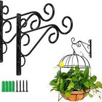 Havendro 2PCS Heavy Duty Garden Metal Hanging Basket Brackets Wall Decor in Black