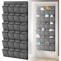 SPETLEK 24 Pocket Shoe Holder Over Door Hanging Rack Storage Organiser Hook in Grey