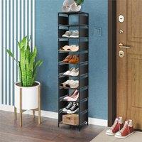 SPETLEK 10 Tier Narrow MeAtal Shoe Rack Storage Organiser Cabinet Stand in Black