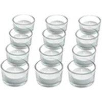 EONLION Set of 12 Modern Clear Glass Circle Tea Light & Pillar Candle Holders