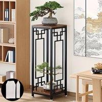 Ventryn L Metal Double Basin Plant Stand Adjustable Base for Home & Office in Brown