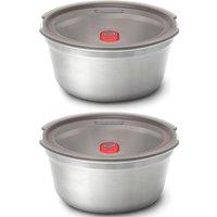 Black + Blum Set of 2 Steel Food Bowl Large 950ml - Grey & Red