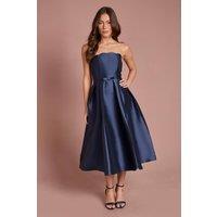 Coast Women's Scalloped Strapless Midi Dress in Navy | Size: 14