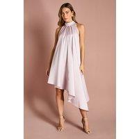 Coast Women's Halter Neck Asymmetric Hem Bow Back Mini Dress in Blush | Size: 8