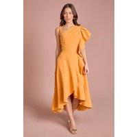 Coast Women's One Shoulder Crepe Ruffle Midi Dress in Orange | Size: 8