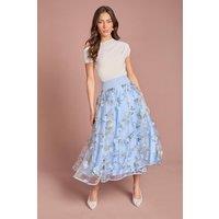 Coast Women's Printed Organza Midi Skirt in Blue | Size: 18