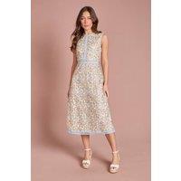 Coast Women's Jacquard Square Neck Pencil Dress in Ivory | Size: 16