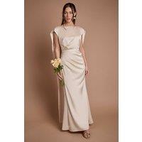 Coast Women's Tie Back Drape Satin Bridesmaid Maxi Dress in Champagne | Size: 18
