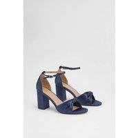 Wallis Women's Wide Fit Carmen Knot Front High Block Heel Sandals in Navy | Size: 5