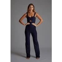 Vesper Women's Sweetheart Neckline Wide Leg Jumpsuit with Cut Out in Navy | Size: 14