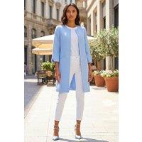 Roman Women's 3/4 Sleeve Textured Longline Jacket in Light Blue | Size: 12