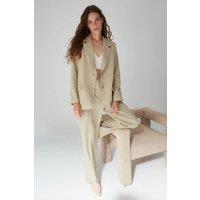 WOVCOR Women's Lined Woven Blazer Jacket in Taupe | Size: 6