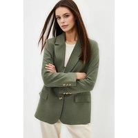 WOVCOR Women's Lined Woven Blazer Jacket in Olive | Size: 10