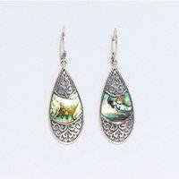 KDMD Women's Elegant Abalone Shell & Silver Teardrop Earrings-Lightweight & Stylish