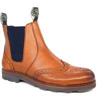 Frank James Men's Boughton Leather Brogue Chelsea Boots in Tan | Size: 10