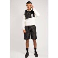AARHON Men's Mens Panelled Sweatshirt & Shorts Set in Black | Size: Large