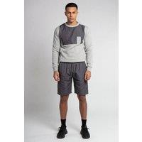 AARHON Men's Mens Panelled Sweatshirt & Shorts Set in Grey | Size: Large