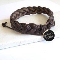 Aye Do Gifts Personalised Brown Men's Pleated Leather Bracelet | Size: 8 inches
