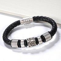 Aye Do Gifts Men's Mens Nautical Black Leather Bracelet | Size: 8 inches