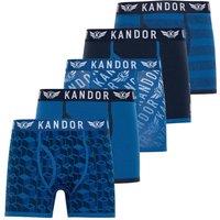 Kandor Men's Lingo Boxer Shorts (Pack of 5) in Blue | Size: Medium