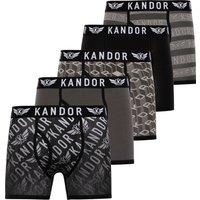 Kandor Men's Lingo Boxer Shorts (Pack of 5) in Black | Size: Medium