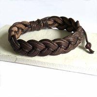 Aye Do Gifts Men's Brown Pleated Real Leather Bracelet | Size: 8 inches
