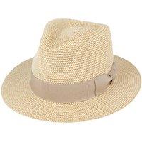 JTAPHRIQUE Men's Summer Paper Straw Fedora Hat With Brown Band in Natural | Size: Large