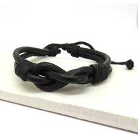 Aye Do Gifts Black Men's Leather Knot Bracelet | Size: Adjustable