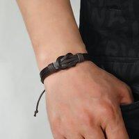 Aye Do Gifts Men's Black Leather Retro Knot Bracelet | Size: 8 inches