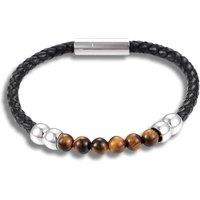 Aye Do Gifts Men's Tigers Eye Leather Bracelet in Black | Size: 8 inches
