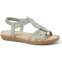 MyShoeStore Women's Flat Sandals Elastic Strap Open Toe Summer Shoes in Green | Size: 7