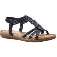MyShoeStore Women's Flat Sandals Elastic Strap Open Toe Summer Shoes in Navy | Size: 7