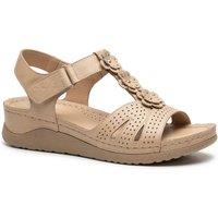 MyShoeStore Women's Womens Open Toe Comfort Wedge Summer Sandals in Beige | Size: 3