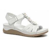 MyShoeStore Women's Womens Open Toe Comfort Wedge Summer Sandals in White | Size: 7