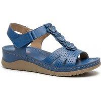 MyShoeStore Women's Womens Open Toe Comfort Wedge Summer Sandals in Mid Blue | Size: 5