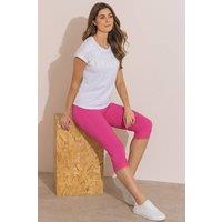 Klass. Women's Lace Trim Cropped Stretch Trousers in Bright Pink | Size: 18