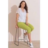 Klass. Women's Lace Trim Cropped Stretch Trousers in Lime | Size: 18