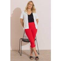 Anna Rose Women's Elasticated Cropped Trousers in Red | Size: 14