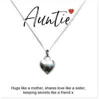 Aye Do Gifts Women's Auntie Heart Necklace & Gift Card in Silver | Size: 18 inches