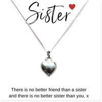 Aye Do Gifts Women's Heart Necklace & Sister Gift Card in Silver | Size: 18 inches