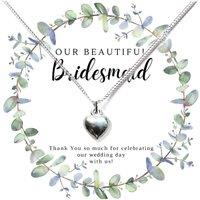 Aye Do Gifts Women's Bridesmaids Heart Necklace & Eucalyptus Thank You & Gift Card in Silver | Size: 18 inches