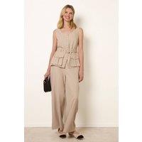 Blue Vanilla Women's Stone Sleeveless Slip On Round Top & Trousers Set | Size: XL
