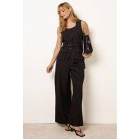 Blue Vanilla Women's Black Sleeveless Slip On Square Top & Trousers Set | Size: Medium