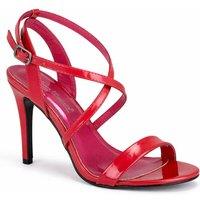 Anne Michelle Women's Patent Strappy Stiletto Heel Sandals in Pink | Size: 4