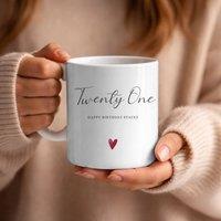 Aye Do Gifts Women's Personalised Twenty One Birthday Mug Gift | Sister Friend Daughter in White