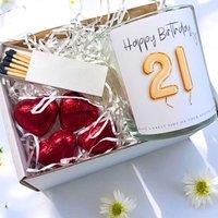 Aye Do Gifts Women's 21st Birthday Gold Balloons Candle Gift Set in White | Size: 1 Pack