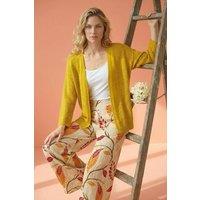 Roman Women's Textured Knit Cardigan in Yellow | Size: 14