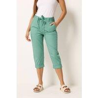M&Co Women's Cotton Poplin Cropped Trousers in Green | Size: 20L