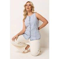 Yours Women's Denim Longline Waistcoat in Light Blue | Size: 22-24